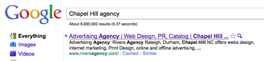 Google search for "Chapel Hill agency"